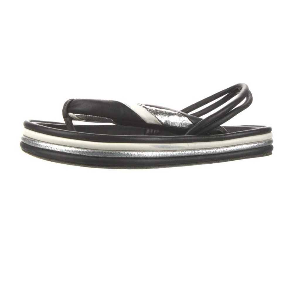 Isabel Marant Black Leather Thong Sandals | Size 9 | Designer Minimal Slide - Picture 2 of 4